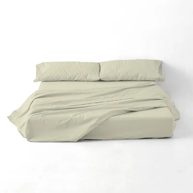 Juego de sábanas liso crema