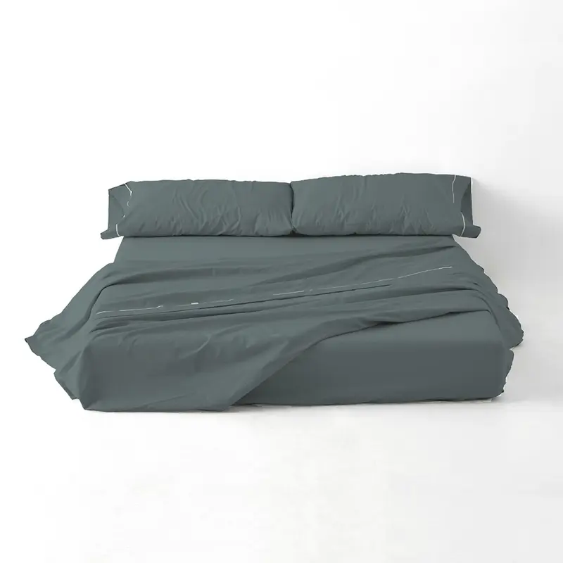 Juego de sábanas liso gris