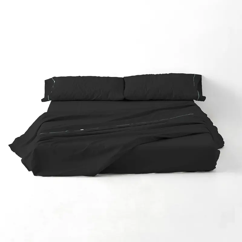 Juego de sábanas liso negro