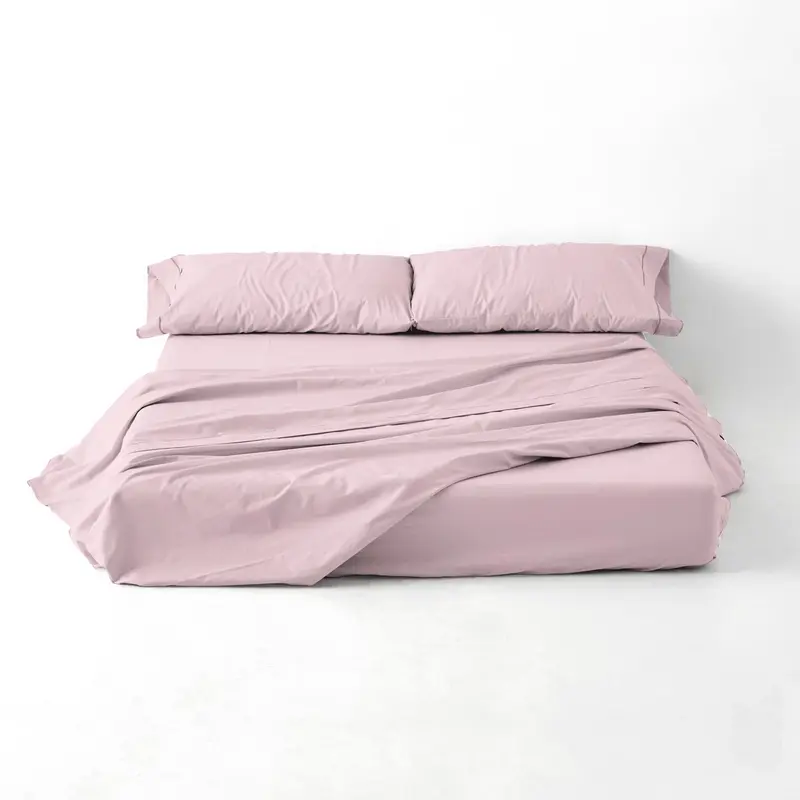 Juego de sábanas liso rosa