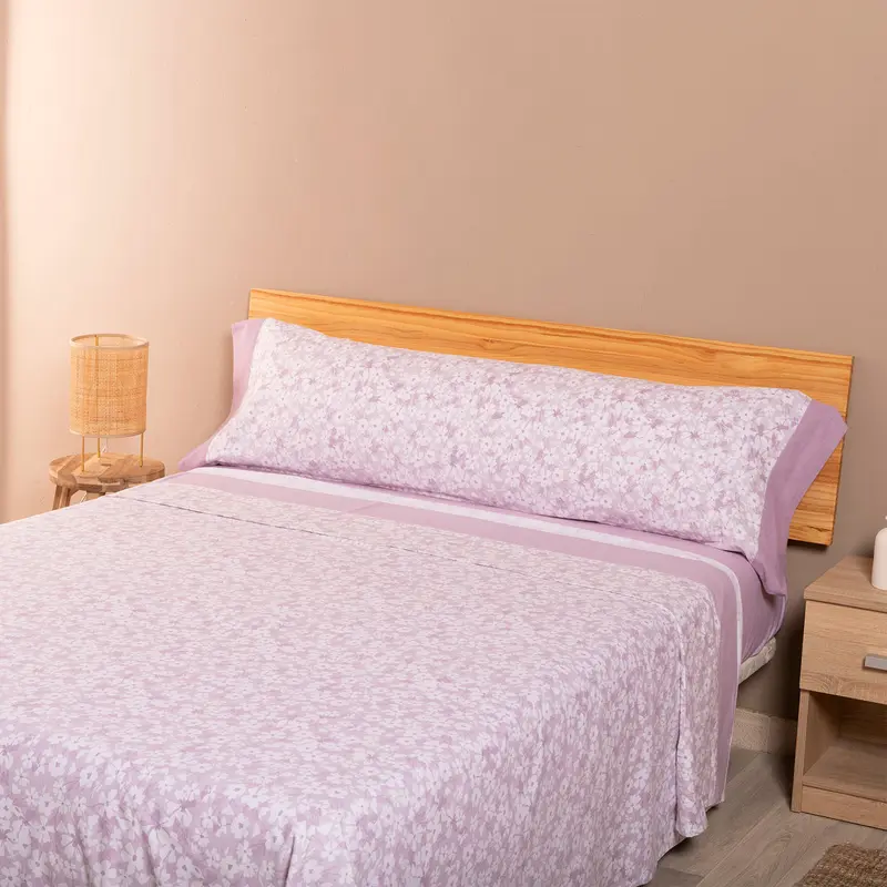 Juego de Sábanas Rossana Franela Lunda Lavanda