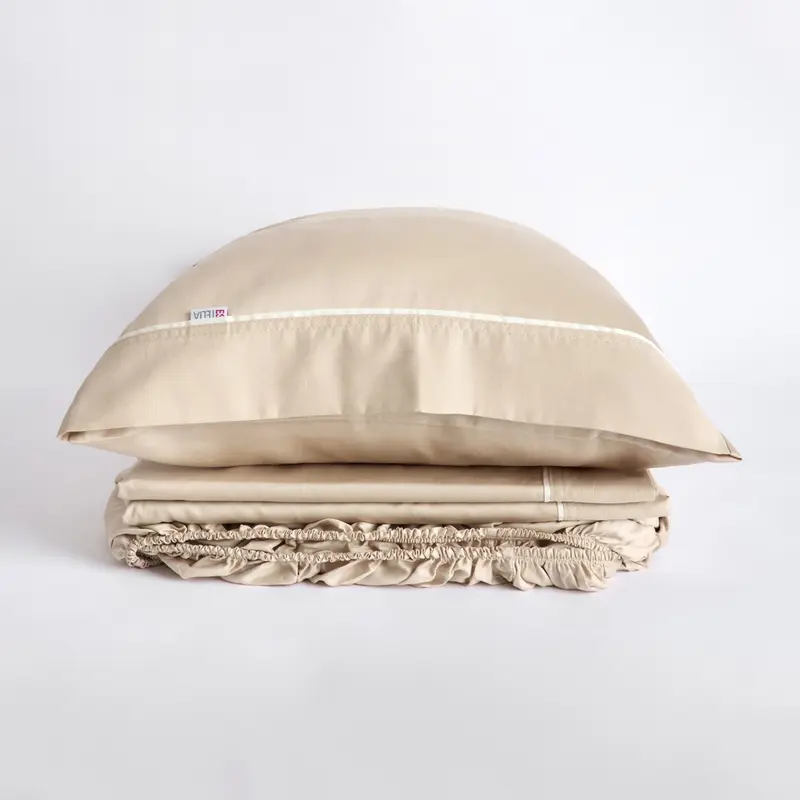 Juego de sábanas Satén 300 hilos beige
