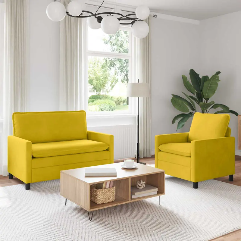 Juego de Sofá 2 pcs Amarillo Terciopelo