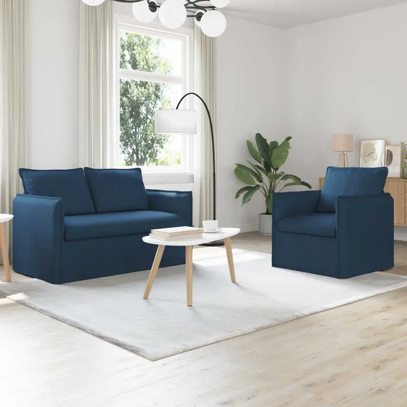 Juego de Sofá 2 pcs Azul 136 x 82 x 85 cm Tela