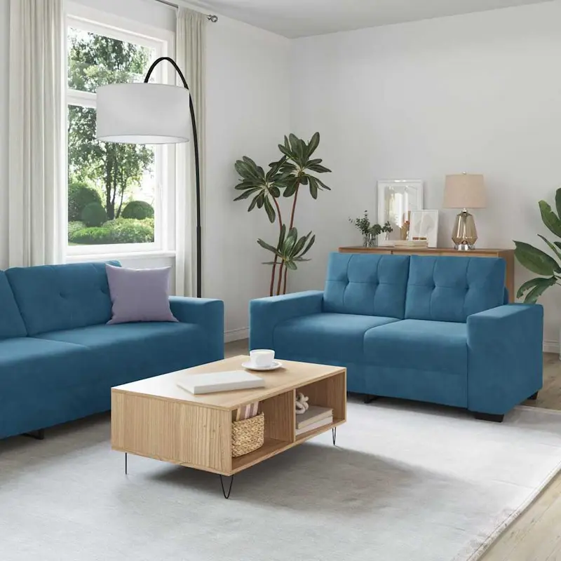 Juego de Sofá 3 pcs Azul 221 x 80 x 80 cm Terciopelo