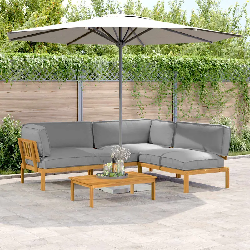 Juego de Sofá 4 pcs Gris Madera de Acacia Sólida
