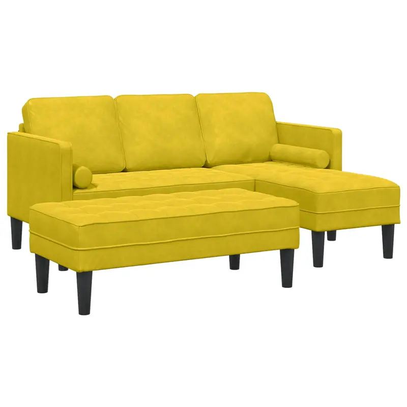 Juego de Sofá con cojín 2 pcs Amarillo Poliéster