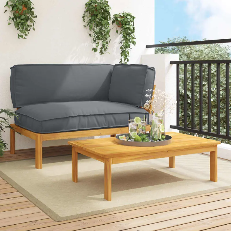 Juego de Sofá con cojín 2 pcs Antracita Madera de Acacia Sólida