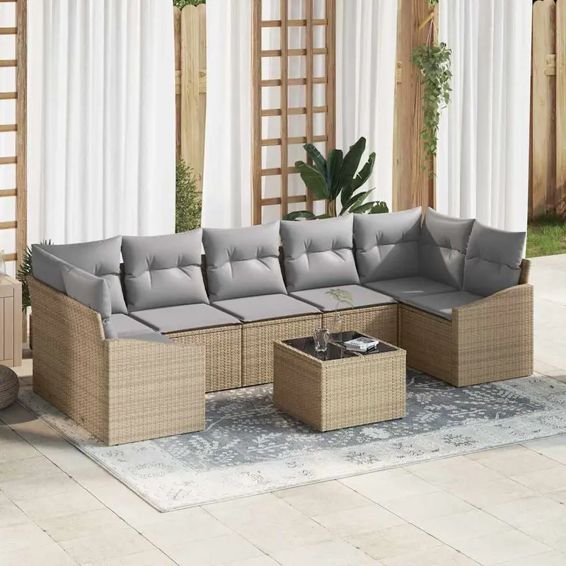 Juego de Sofá con cojín Beige y Gris Claro 55 x 55 x 37 cm