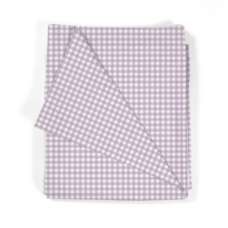 Juego Sábanas Estampadas Cuadro Vichy Malva