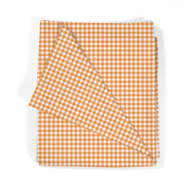 Juego Sábanas Estampadas Cuadro Vichy Naranja