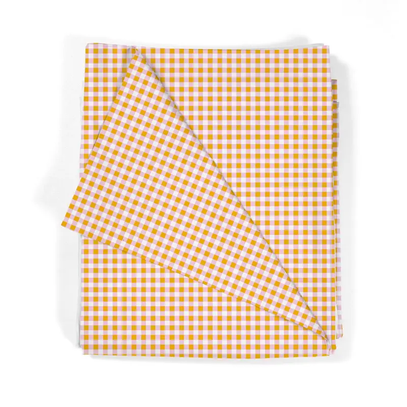 Juego Sábanas Estampadas Cuadro Vichy Rosa Amarillo