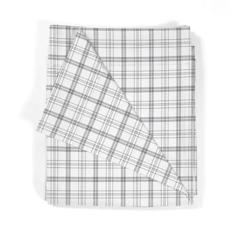 Juego Sábanas Estampadas Cuadros Gris