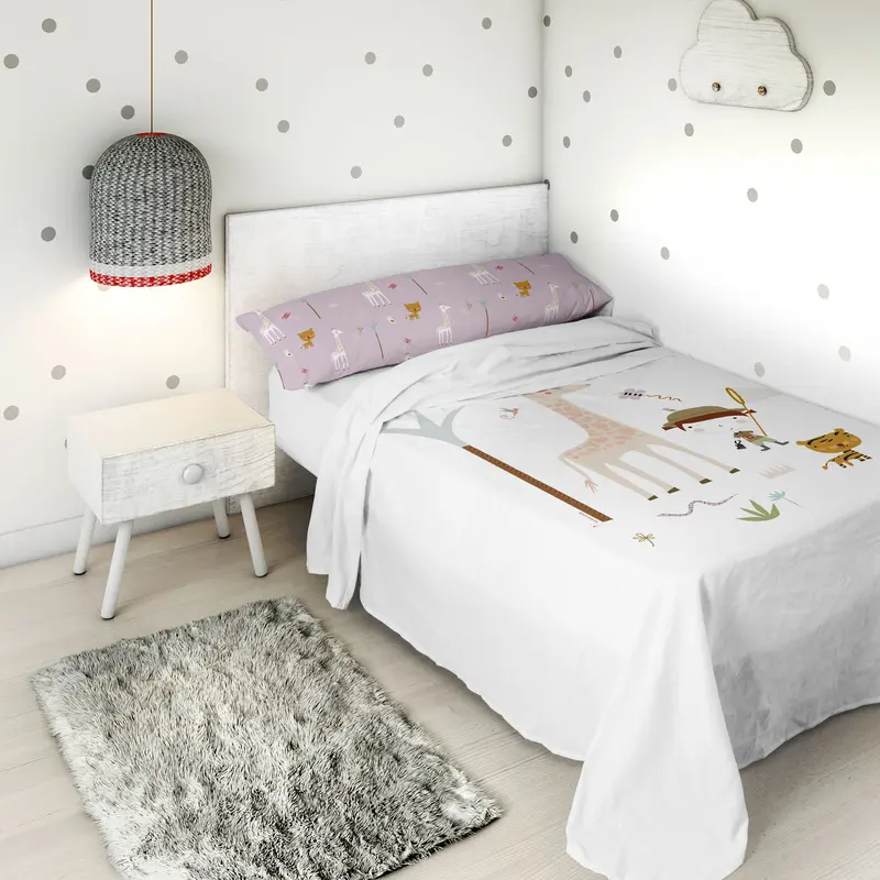JUEGO SÁBANAS ESTAMPADAS INFANTIL EXPLORADORA 100% ALGODÓN