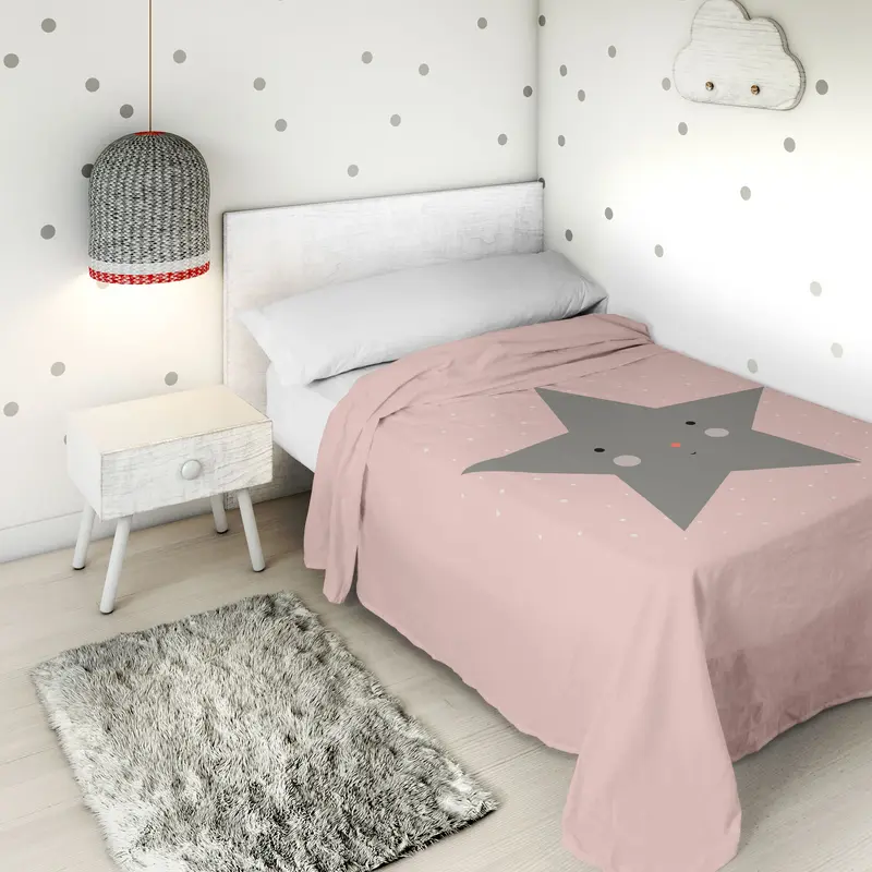 JUEGO SÁBANAS ESTAMPADAS INFANTIL HAPPY STAR 100% ALGODÓN