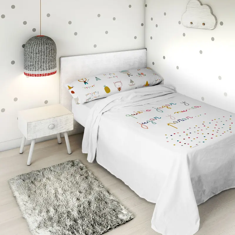 JUEGO SÁBANAS ESTAMPADAS INFANTIL JUGAR 100% ALGODÓN