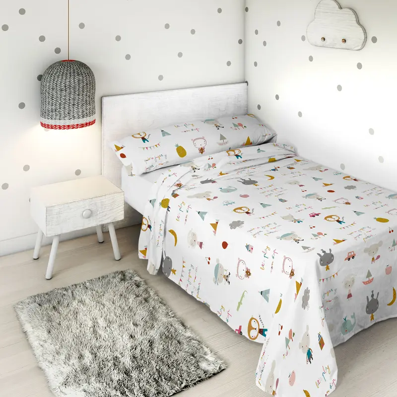 JUEGO SÁBANAS ESTAMPADAS INFANTIL JUGAR REV 100% ALGODÓN
