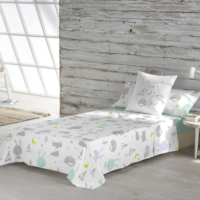 JUEGO SÁBANAS ESTAMPADAS INFANTIL LETS DREAM B 100% ALGODÓN
