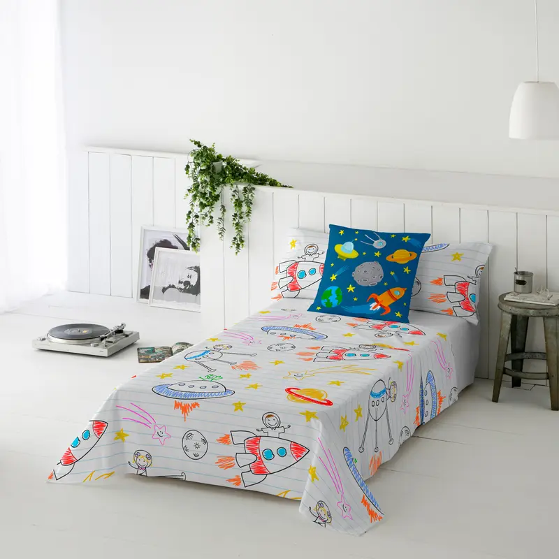 JUEGO SÁBANAS ESTAMPADAS INFANTIL LLUC B 100% ALGODÓN