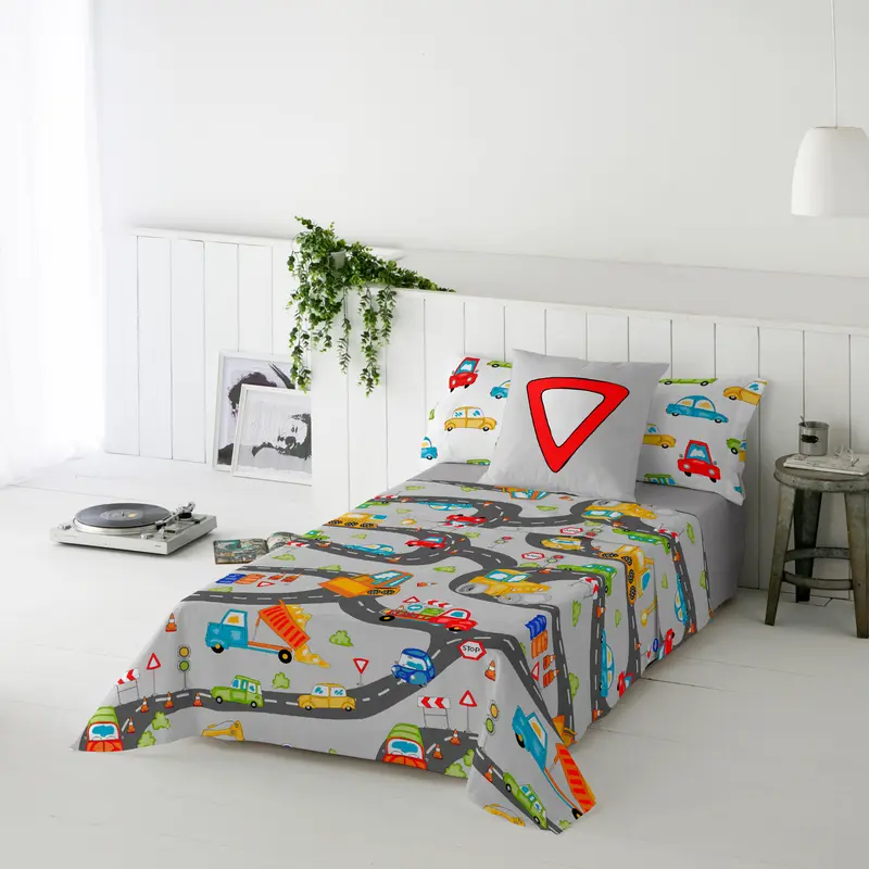 JUEGO SÁBANAS ESTAMPADAS INFANTIL SCALEXTRIC 100% ALGODÓN