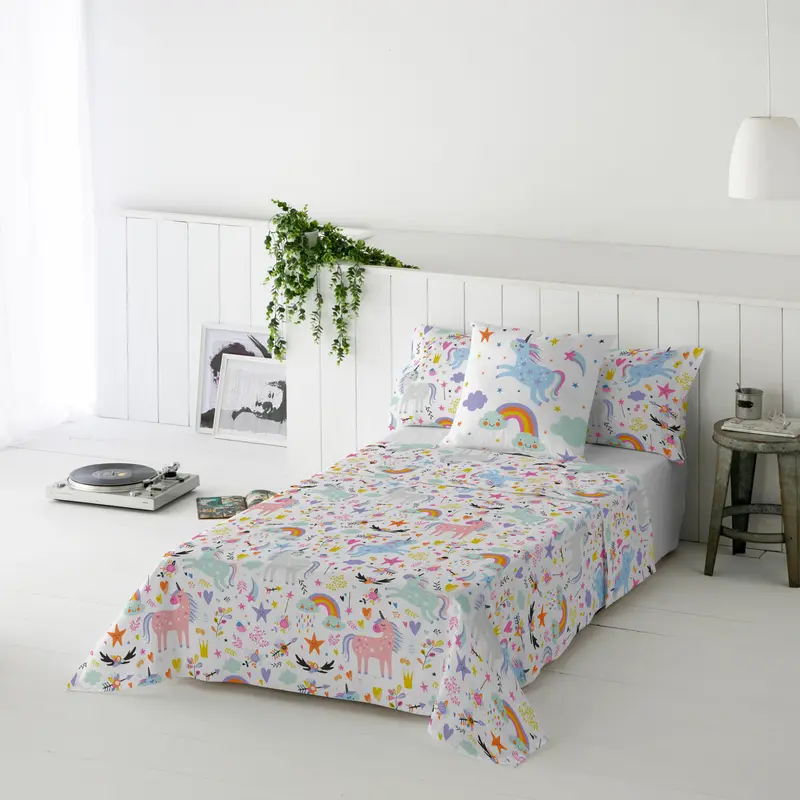 JUEGO SÁBANAS ESTAMPADAS INFANTIL SPARKLY 100% ALGODÓN