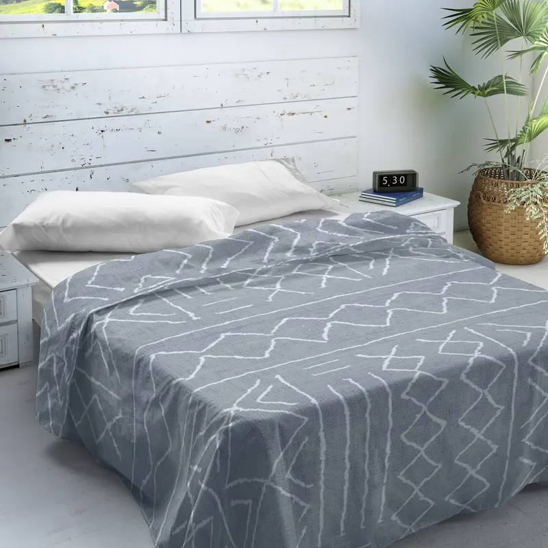JUEGO SÁBANAS ESTAMPADAS NAUEK GREY 100% ALGODÓN