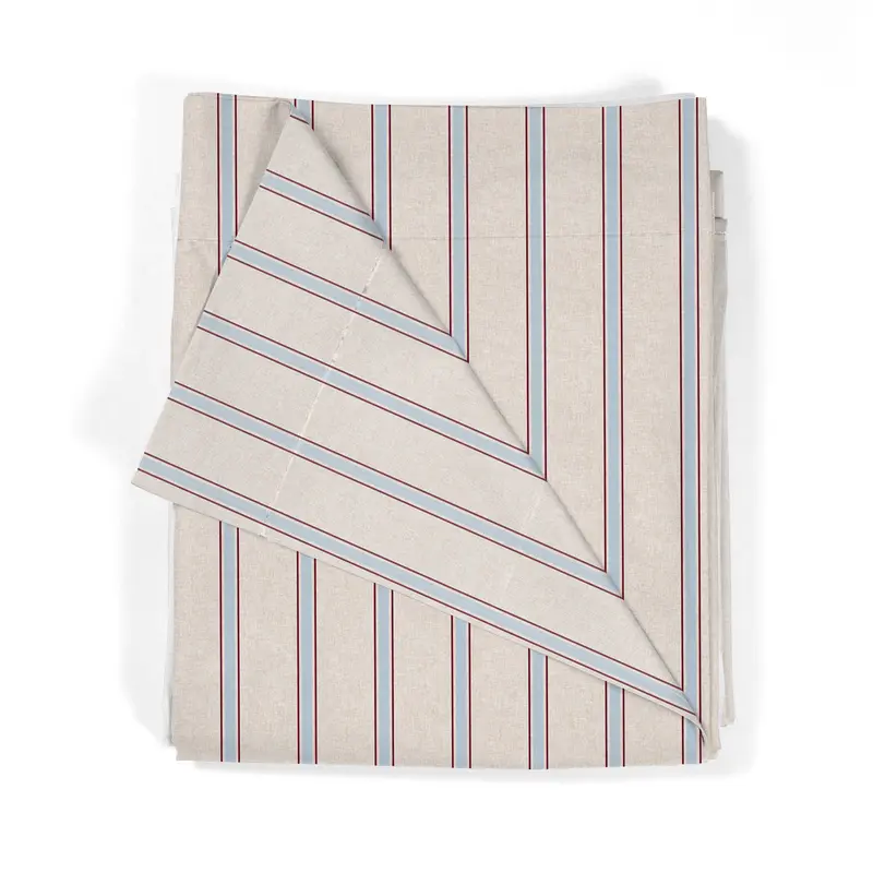 Juego Sábanas Estampadas Rayas Náutica Granate Agua