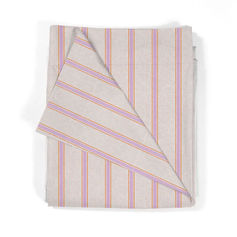 Juego Sábanas Estampadas Rayas Náutica Malva Naranja