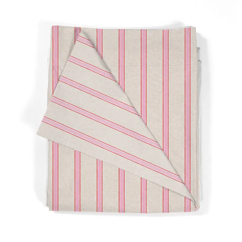 Juego Sábanas Estampadas Rayas Náutica Rojo Rosa