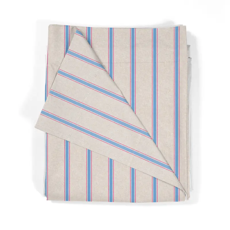Juego Sábanas Estampadas Rayas Náutica Rosa Marino