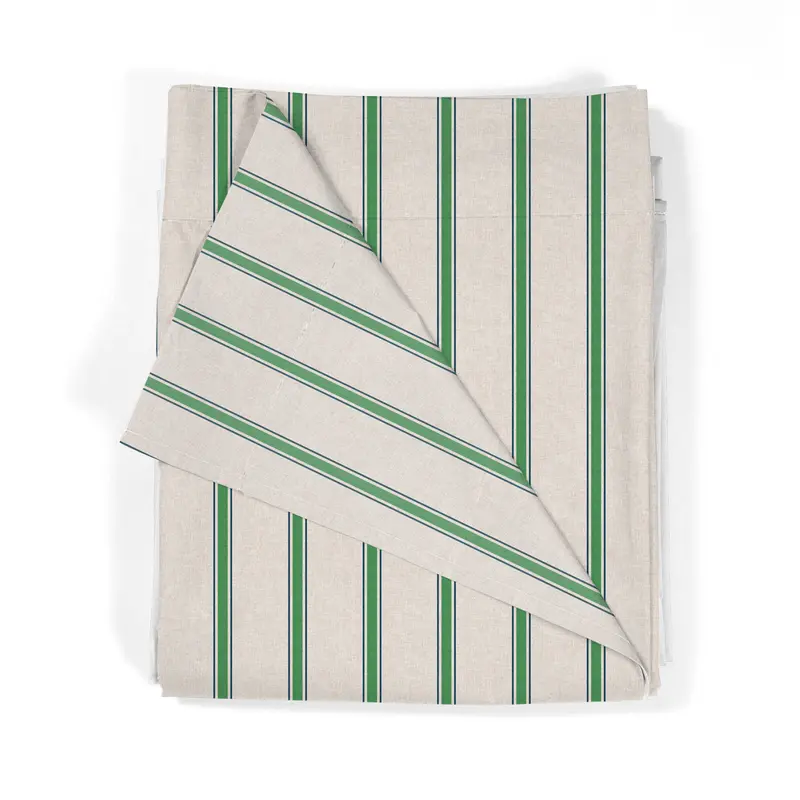 Juego Sábanas Estampadas Rayas Náutica Verde Indigo