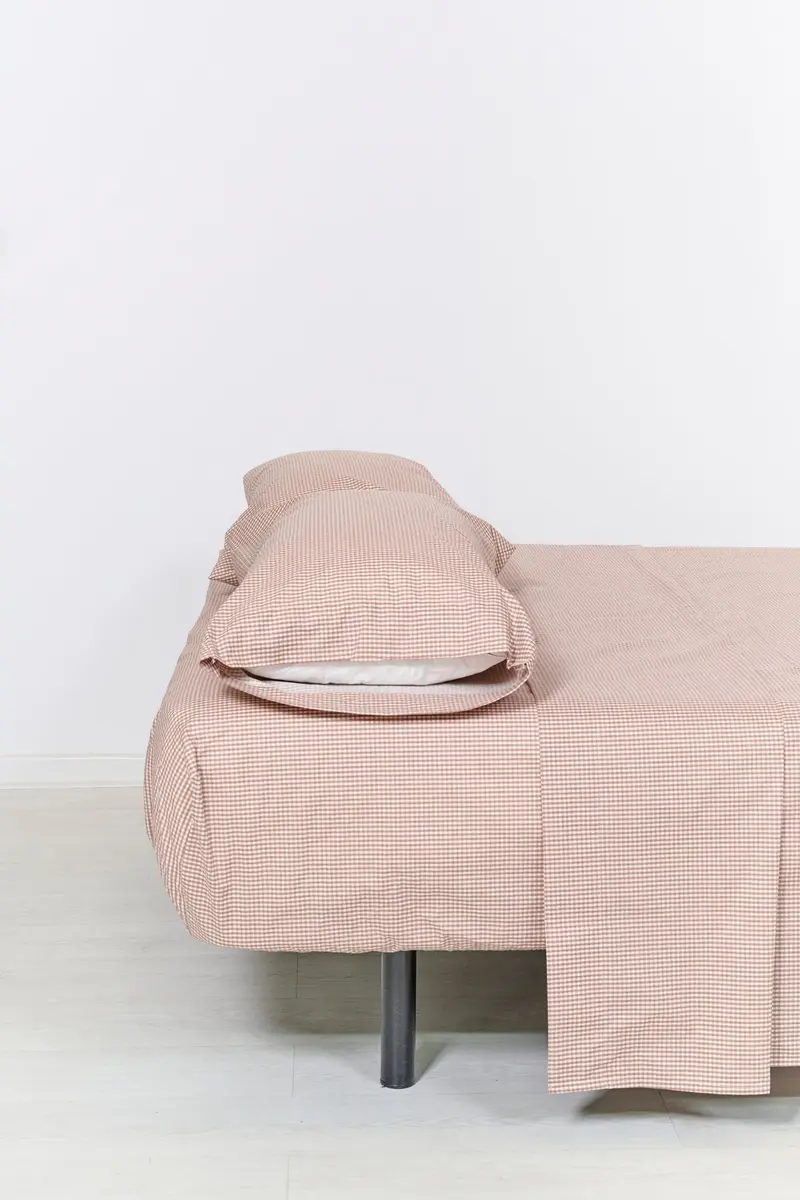 Juego Sábanas Estampadas Vichy Teja