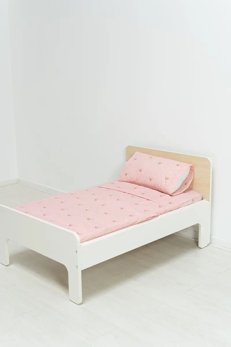 Juego Sábanas Infantil Estampado Coronas Rosa