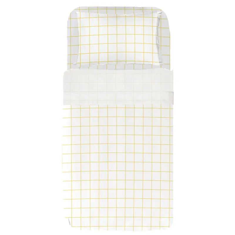Juego Sábanas Infantil Estampado Cuadro Amarillo