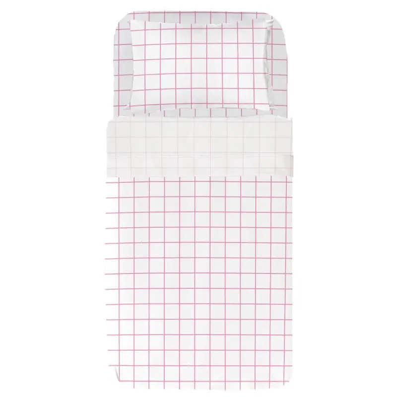 Juego Sábanas Infantil Estampado Cuadro Rosa