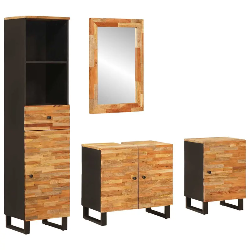 Juegos de Baño con cajón Natural Madera de mango maciza