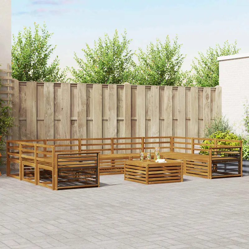Juegos de sofás 10 pcs Natural Madera de Acacia Sólida