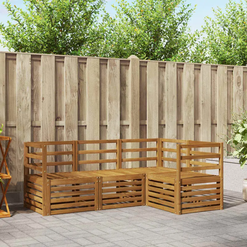 Juegos de sofás 4 pcs Natural Madera de Acacia Sólida
