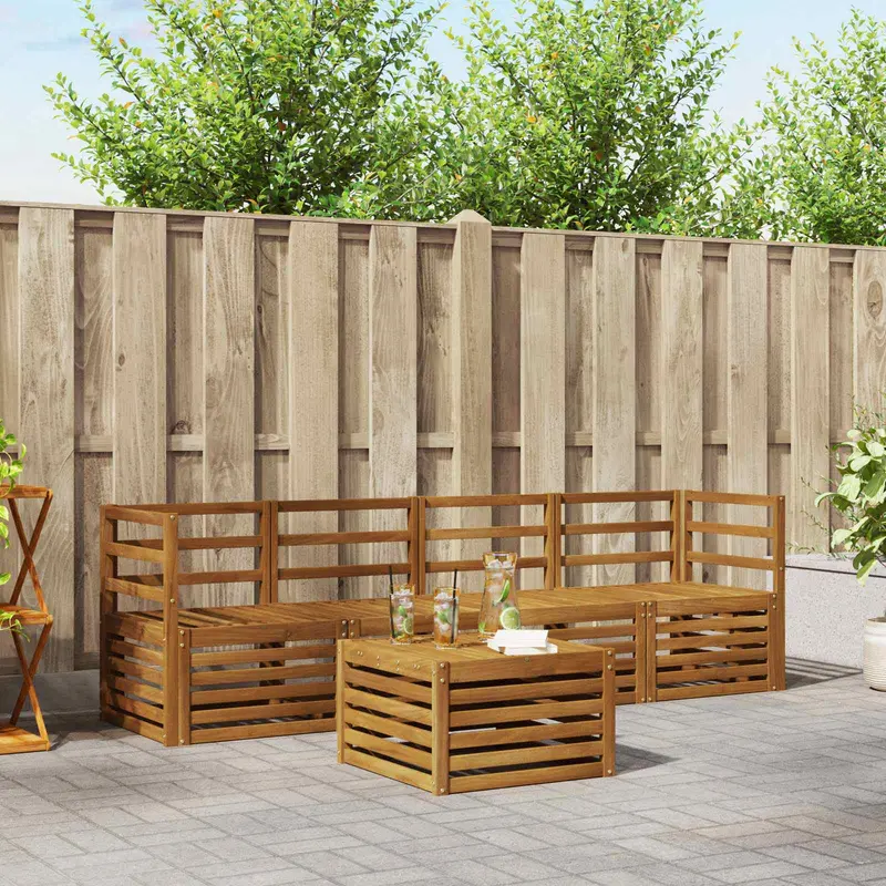 Juegos de sofás 5 pcs Natural Madera de Acacia Sólida