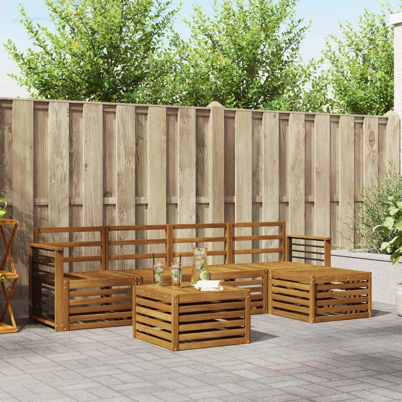 Juegos de sofás 6 pcs Natural Madera de Acacia Sólida