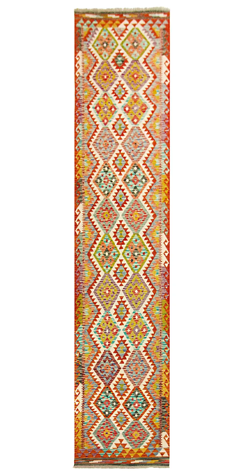 Kilim Afgano | 394 x 82 cm