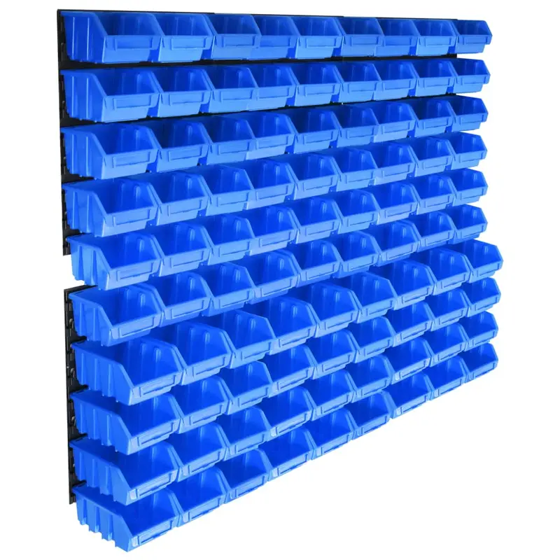 Kit de cajas de almacenaje 96 piezas con paneles de pared azul
