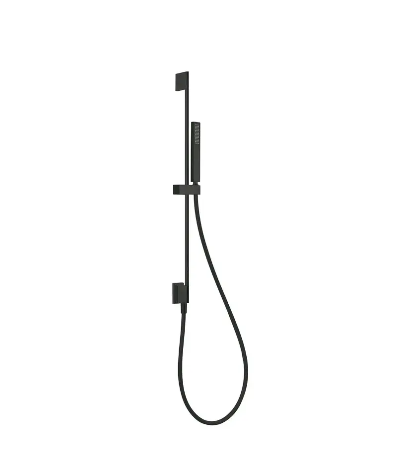 Kit de ducha de mano y barra deslizante en vertical fabricadas de latón con acabado negro mate TRES