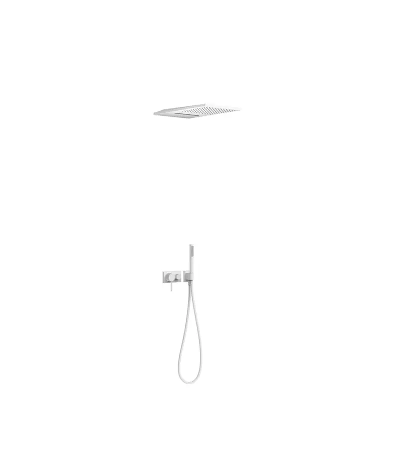 Kit de ducha empotrable con grifo monomando acabado blanco TRES