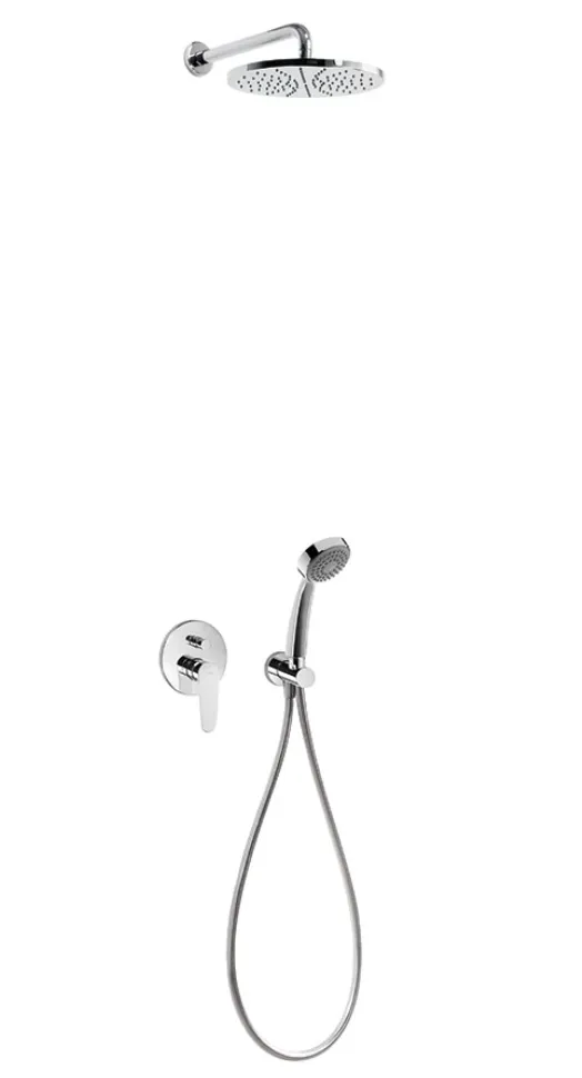 Kit de ducha para empotrar con grifo monomando de latón con acabado cromado Flat Tres