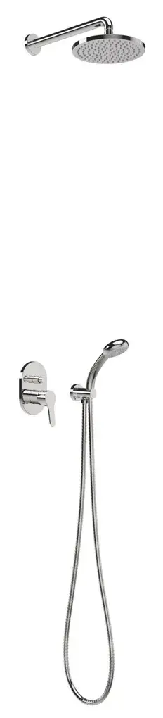 Kit de grifo monomando con brazo de pared para ducha rociador cromado Base Tres
