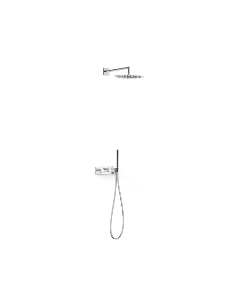 Kit de grifo termostático empotrado de dos vías con ducha de mano y rociador cromado Study Exclusive TRES