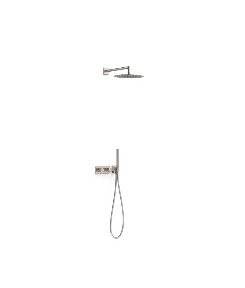 Kit de grifo termostático empotrado de dos vías con ducha de mano y rociador en acero Study Exclusive TRES