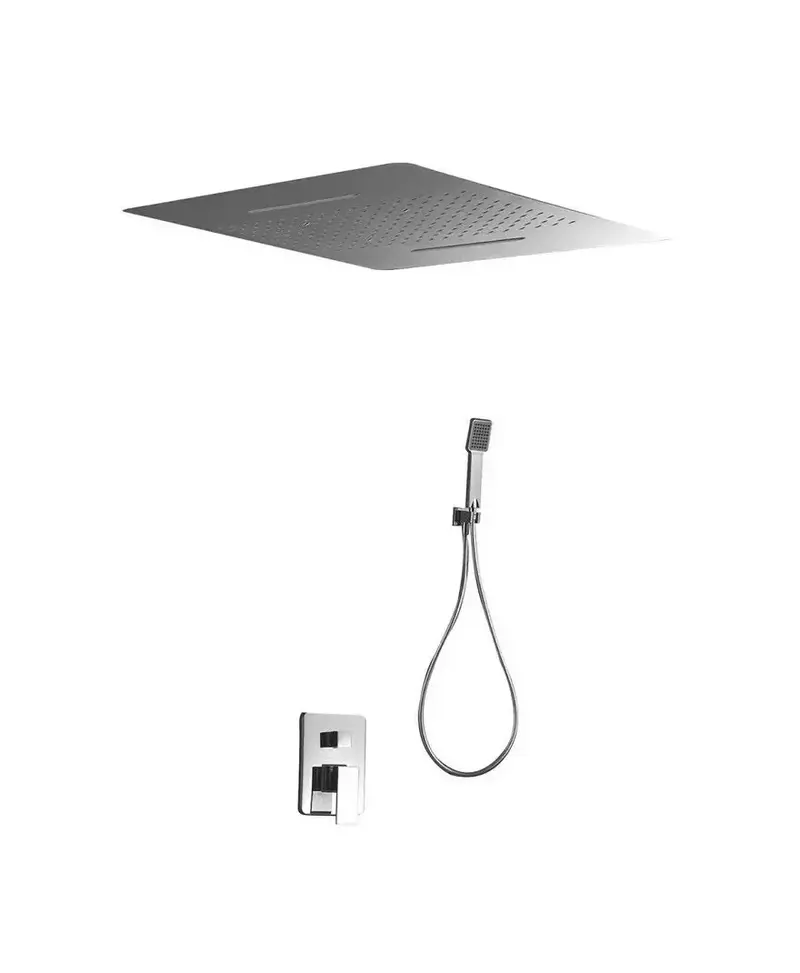Kit para ducha monomando de pared con un rociador extraplano de acabado cromado Sumatra de Imex
