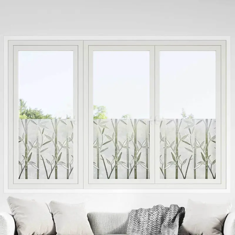 Lámina estática para ventanas Patrón de bambú 45 x 500 cm PVC